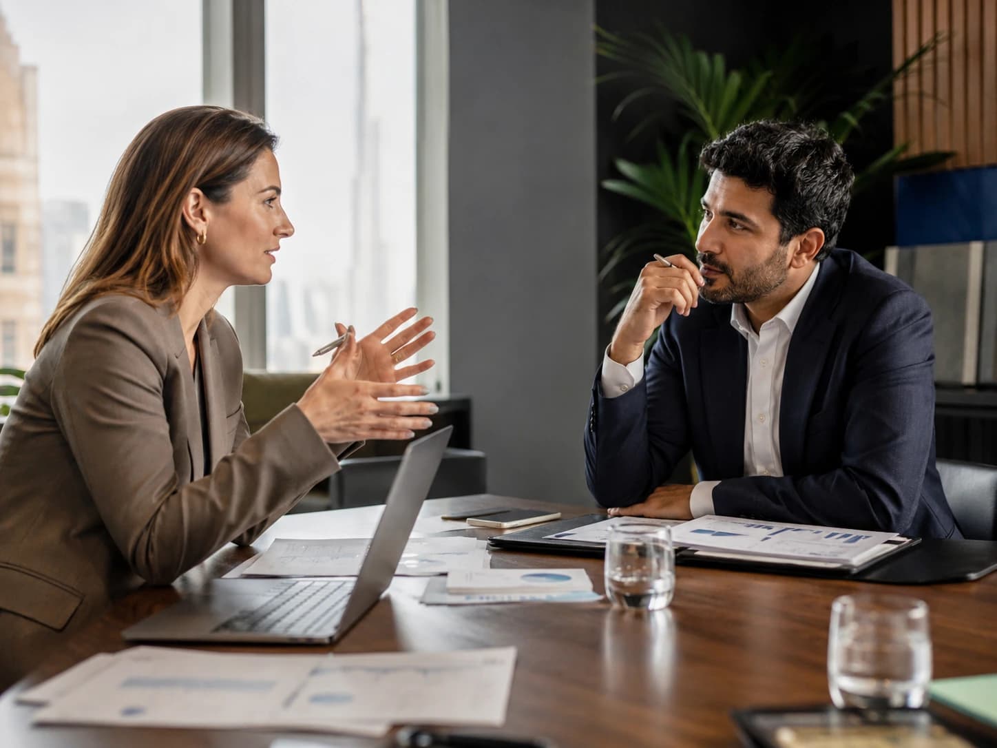 B2B-onderhandelingstraining in zakelijke vergaderruimte