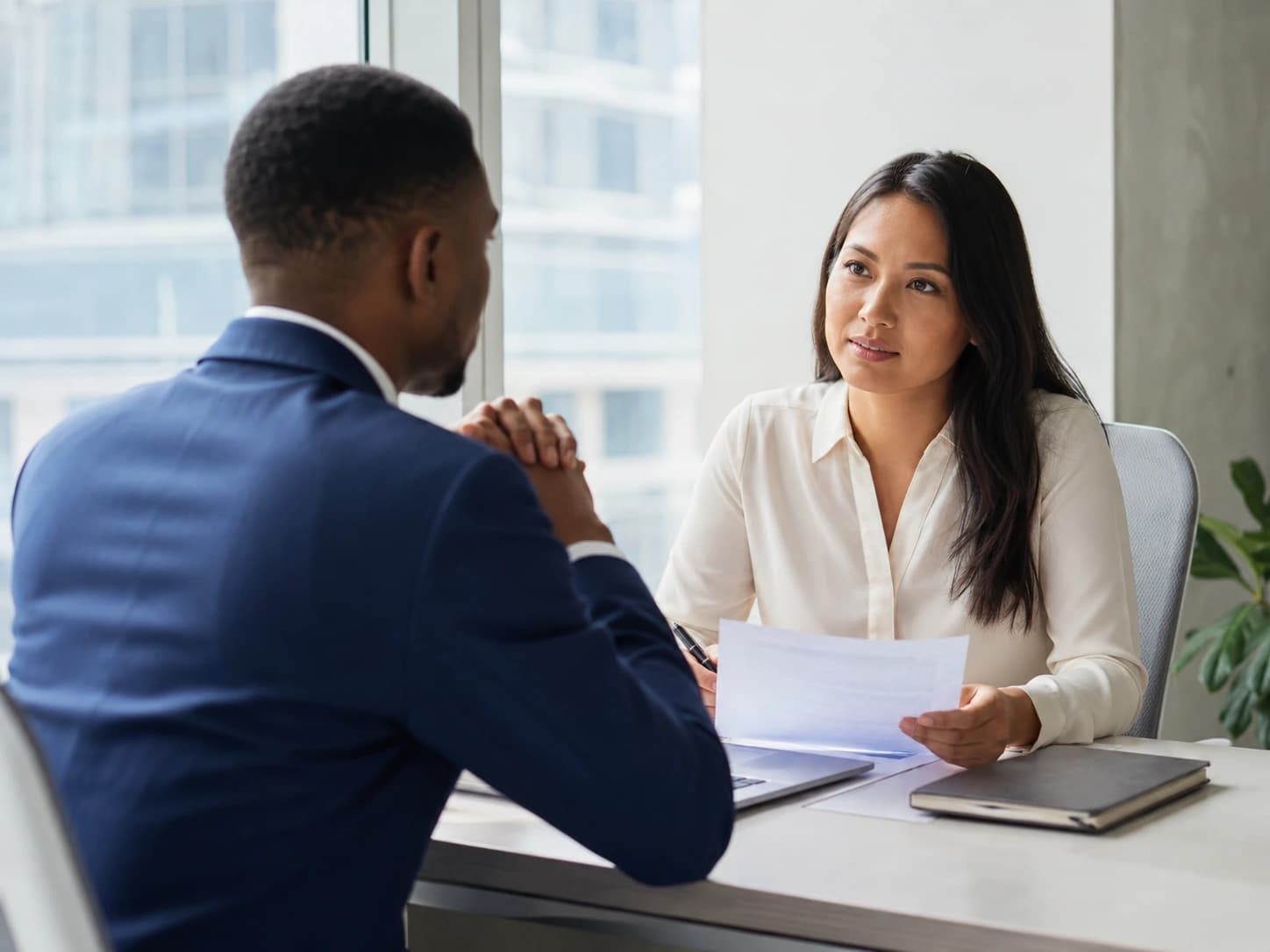 Hochwertiges Management-Interview in einer professionellen Gesprächssituation